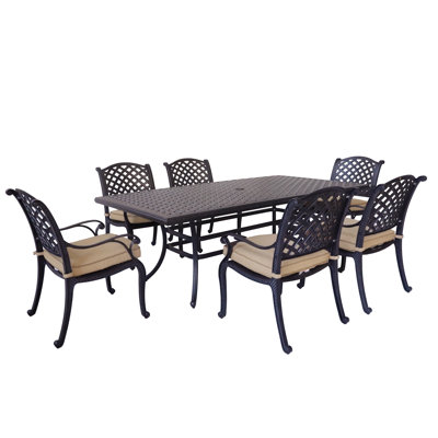 7-Piece Cast Aluminum Rectangle Dining Set