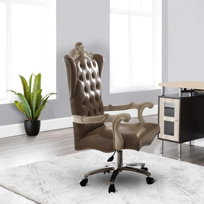 Button- Swivel Chair - Vintage Grey And Bone White Classic In Elegant Design