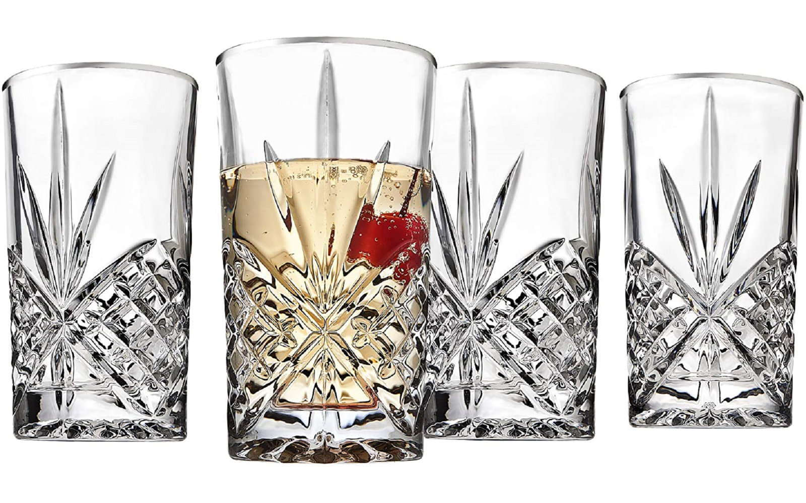 Dublin Crystal Gold Rim Highball Glass 12oz, Platinum
