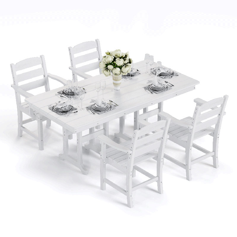 4-Person Hdpe Outdoor Dining Set, White