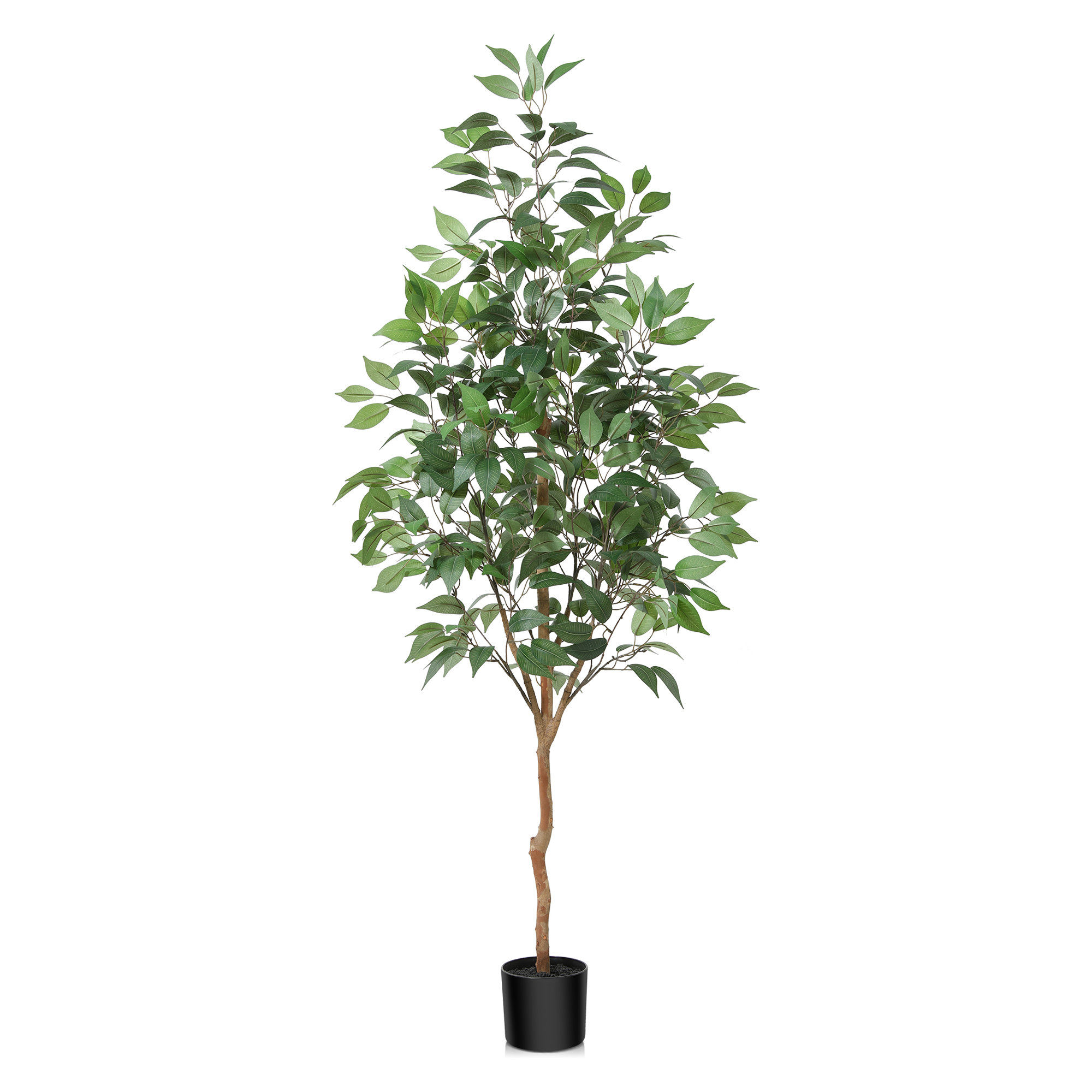 Adcock Faux Ficus Tree in Pot with Realistic Leaves and Natural Trunk, 59" H x 15" W x 15" D