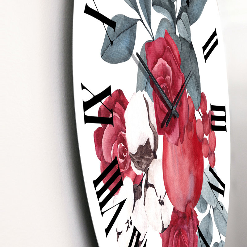 Bouquet de fleurs de Noël avec baies - Horloge murale traditionnelle, Moyen