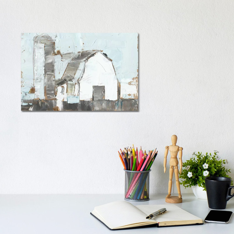 Barn & Silo II by Ethan Harper - Wrapped Canvas Painting, 20.32 cm H x 30.48 cm W