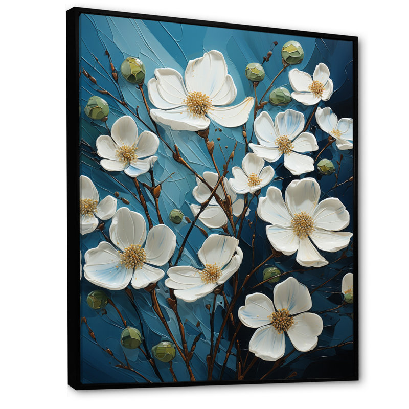 «Youriy White Dogwood Delight I», reproduction d'art sur toile, Noir, H 20 po x l 12 po x P 1 po