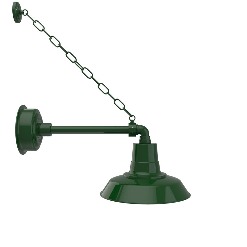 Luminaire de grange d'extérieur à DEL Haleigh, H 13 po x l 12 po x P 23 po, Vert rétro