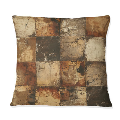 Brown Vintage Inspired  Tiles - Tiles Throw Pillow