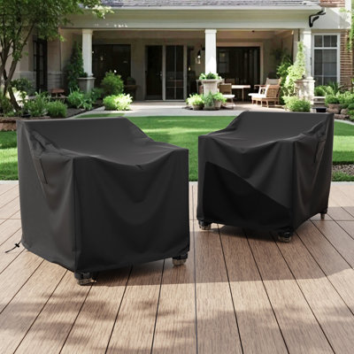Weatherproof Patio Chair Cover with Breathable, Durable Water-Resistant PVC Protection, Adjustable Elastic Hem, Click-Close Straps and Air Holes