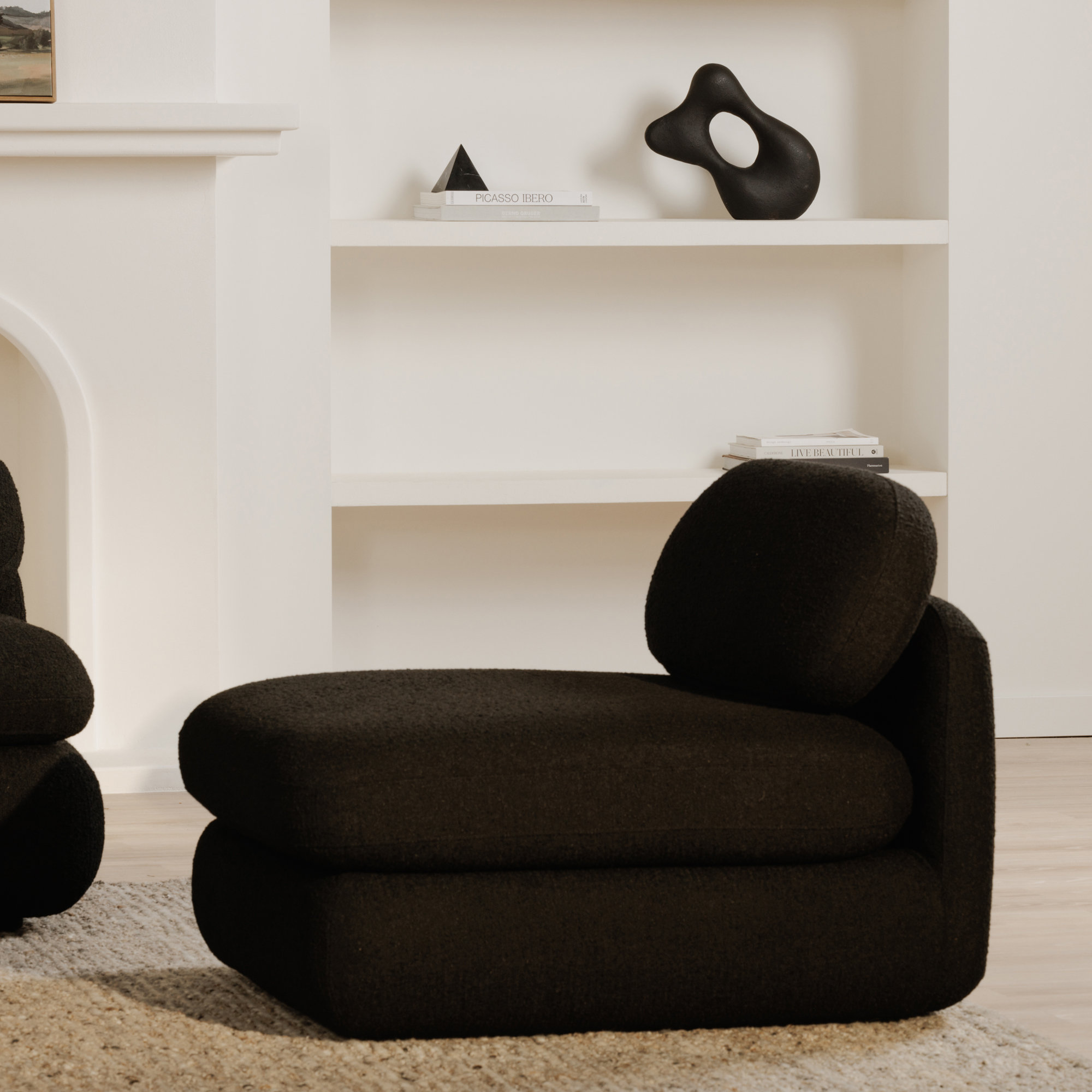 Amberly Lounge Chair, Black Boucle