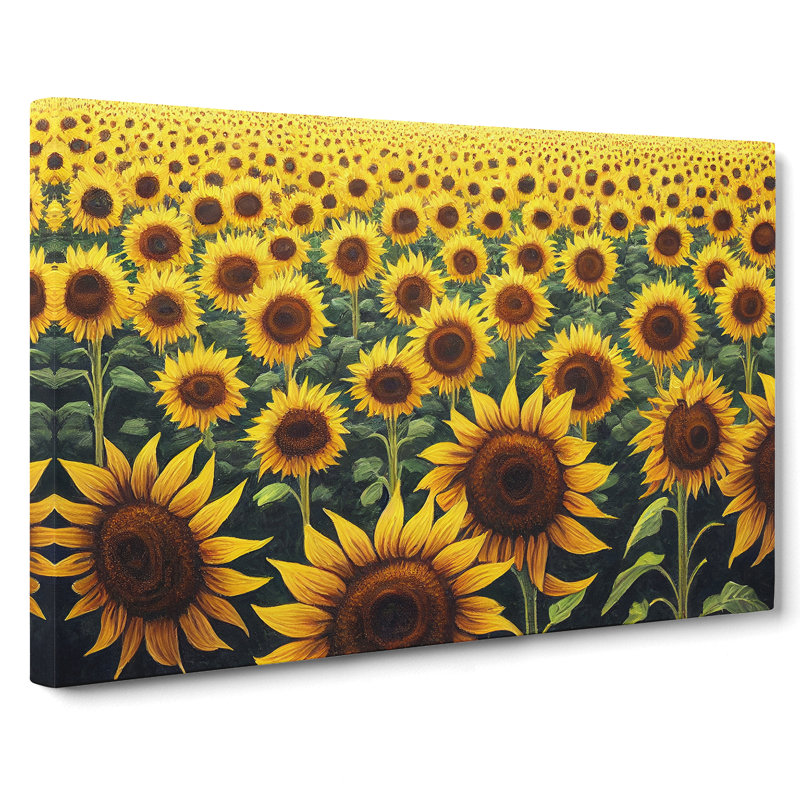 Dashing Sunflower Field - Wrapped Canvas, 40cm H x 60cm W x 3cm D