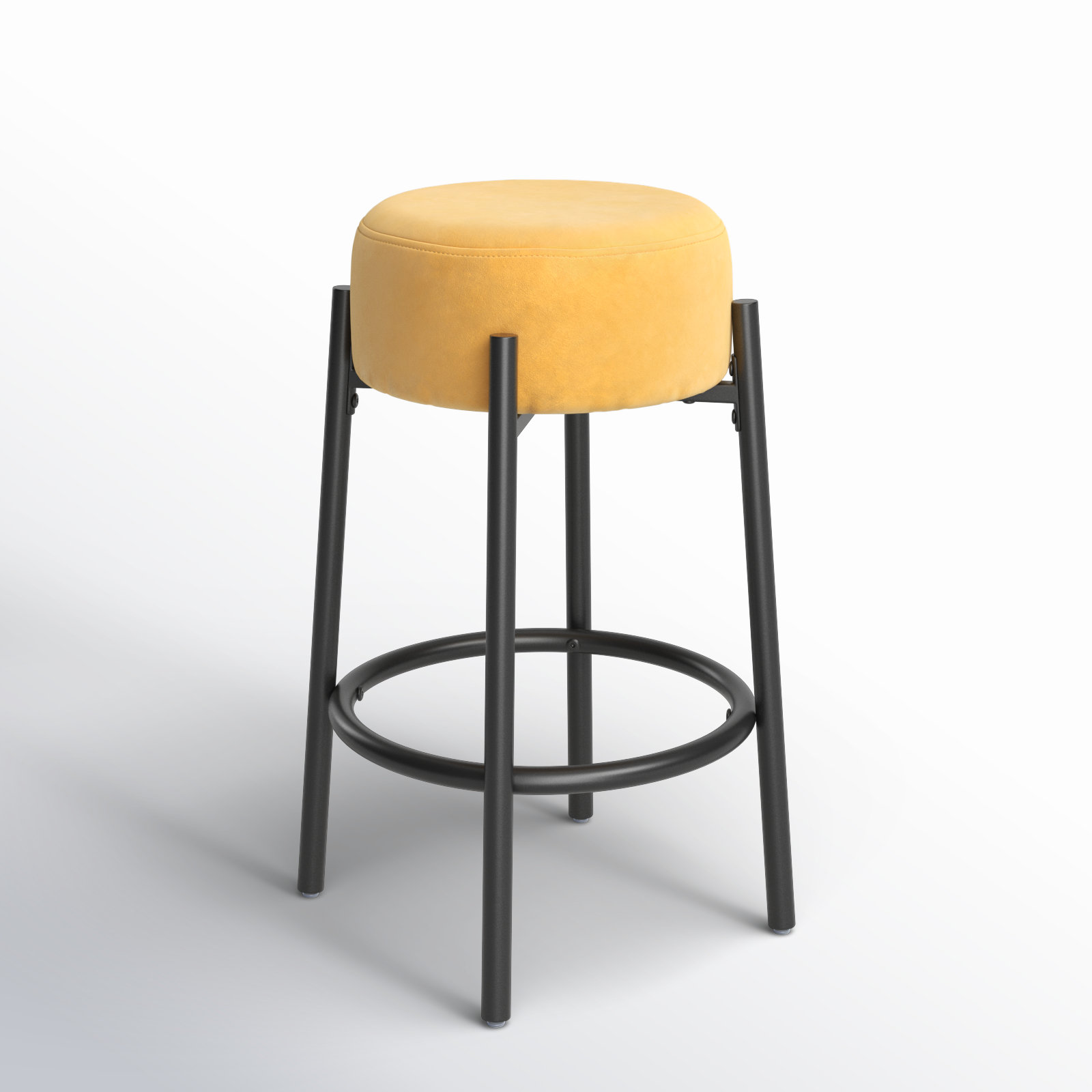Colombe Metal Leg Bar & Stool, Velvet-Mustard, Counter Stool (26.3" Seat Height)