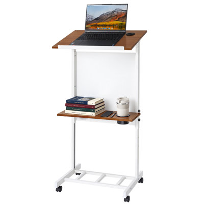 Support pour pupitre, pupitre pour ordinateur portable en bois à hauteur ajustable, pour les écoles, les églises et les événements, 40-49 po, support de présentation portable avec tablette de rangement, support pour livres et porte-gobelet