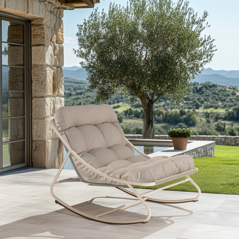 Caili Powder Coated Steel Outdoor Chair, Light Gray, White