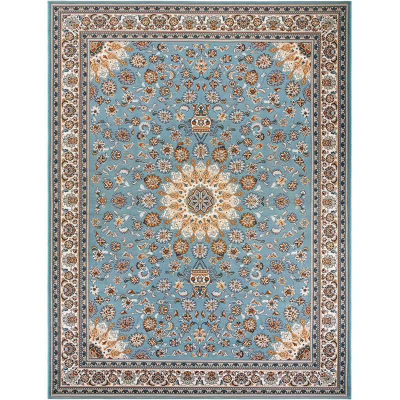 Traditional Tollefson Area Rug Blue Colour, Rectangle 9' x 12'