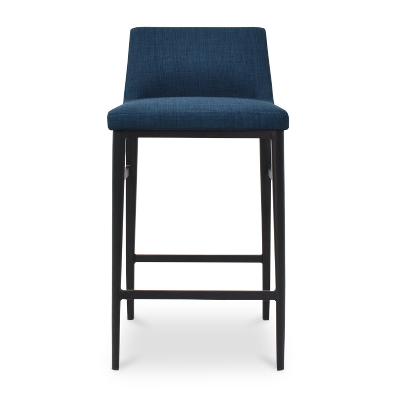 Baron Upholstered Stool with Metal Frame, Counter Stool (25.5” Seat Height), Blue