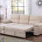 Velvet Fabric Reversible Sleeper Sectional Sofa Chaise-824778800