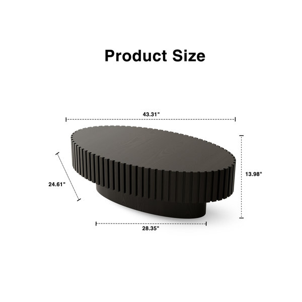 Latitude Run® Oval Coffee Table Handcrafted Relief Sturdy Pedestal ...