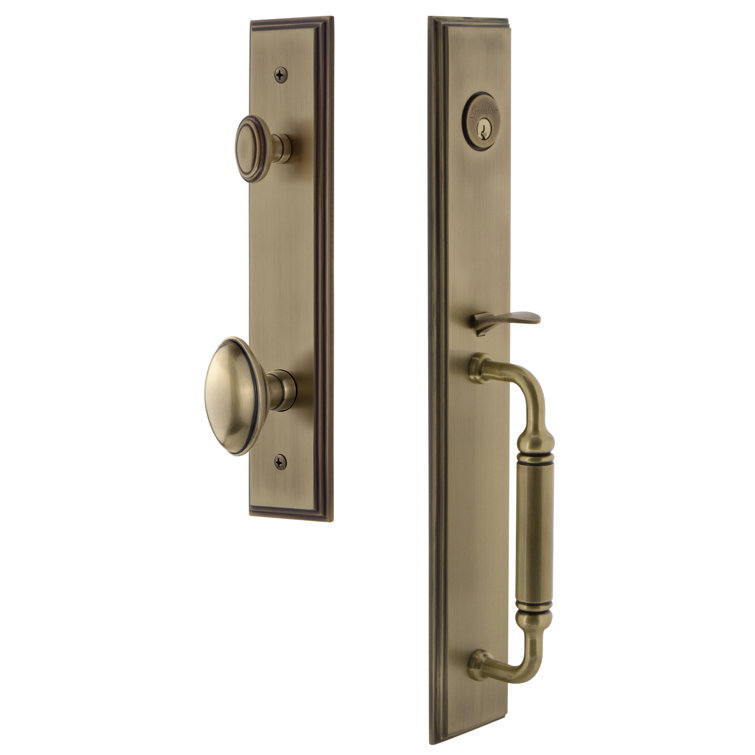 Carré One-Piece Handleset with Single Cylinder Deadbolt and C Grip with Eden Prairie Knob