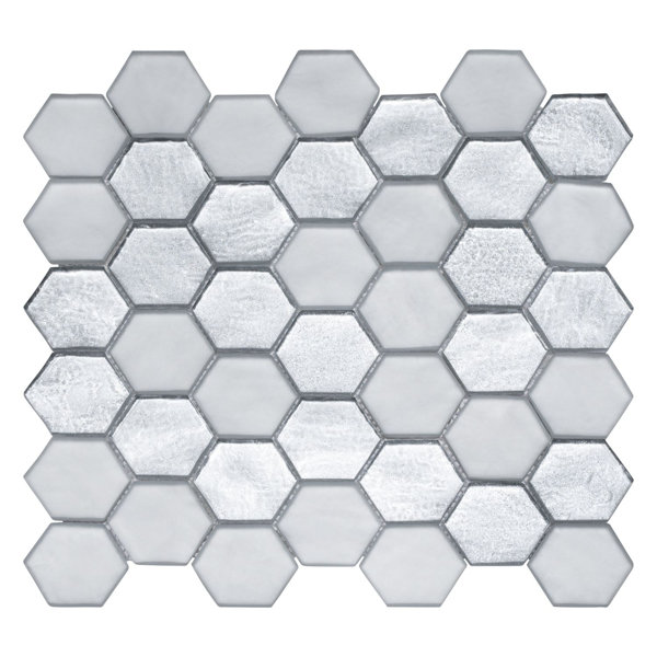 Silken 12-in. x 12-in. Hexagon Glossy Glass Wall Mosaic Tile