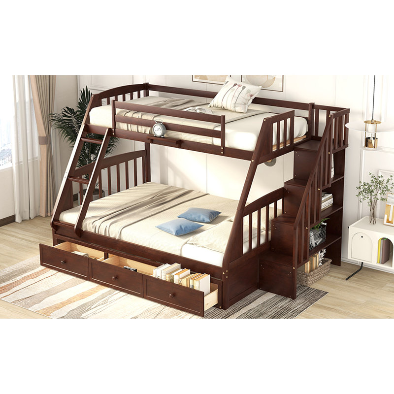 Lit superposé simple avec tiroirs et escalier pour le rangement de la chambre dans la finition et les mesures - assure la tranquillité d'esprit