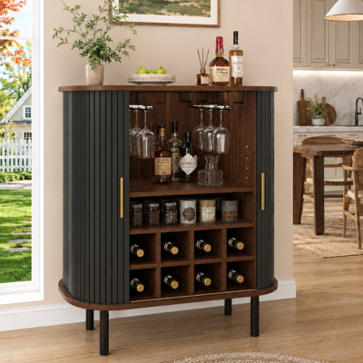 Armoire à vin cannelée avec portes coulissantes Century