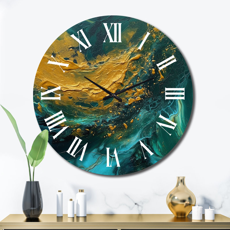 Horloge murale en métal Golden Sunset, Très grand
