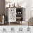 Accent Cabinet With Doors, Storage Cabinet With Solid Wood Legs And Adjustable Shelf, Sideboard Buffet For Living Room, Entryway, Dining Room, Bedroom, White-1458179440