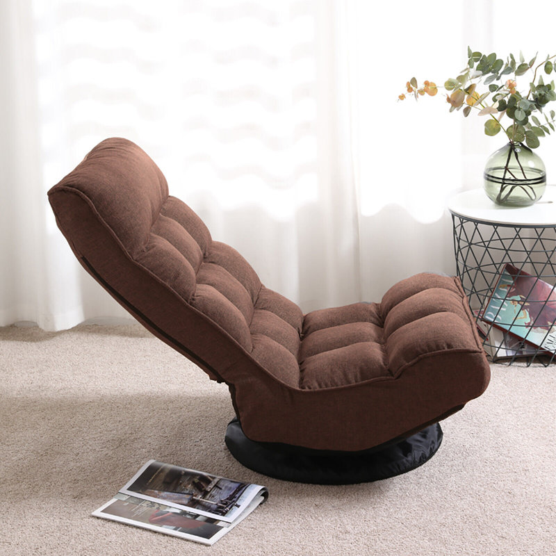 Isabelle & Max Adjustable Reclining Ergonomic Swiveling Floor Game Chair in Brown