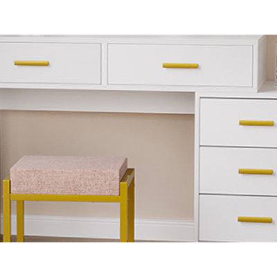 Élégant bureau de meuble-lavabo blanc avec un design contemporain et des caractéristiques puissantes