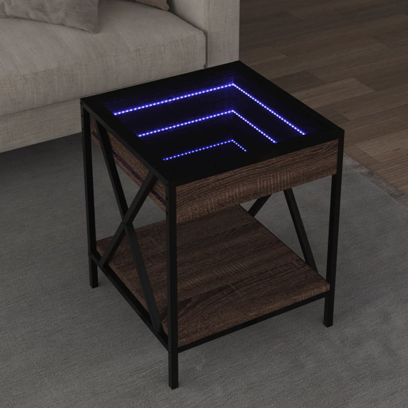 Dalvir Coffee Table with Storage, 49cm H x 40cm L x 40cm W, Black/Brown Oak