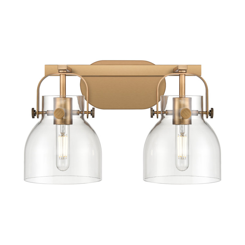 Éclairage pour meuble-lavabo mural 6 po Skycrest, Laiton brossé, Transparent, Deux lumières