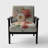 'Hax - Red Painted Flowers On VIntage Postcard III - Upholstered Farmhouse Accent Arm Chair