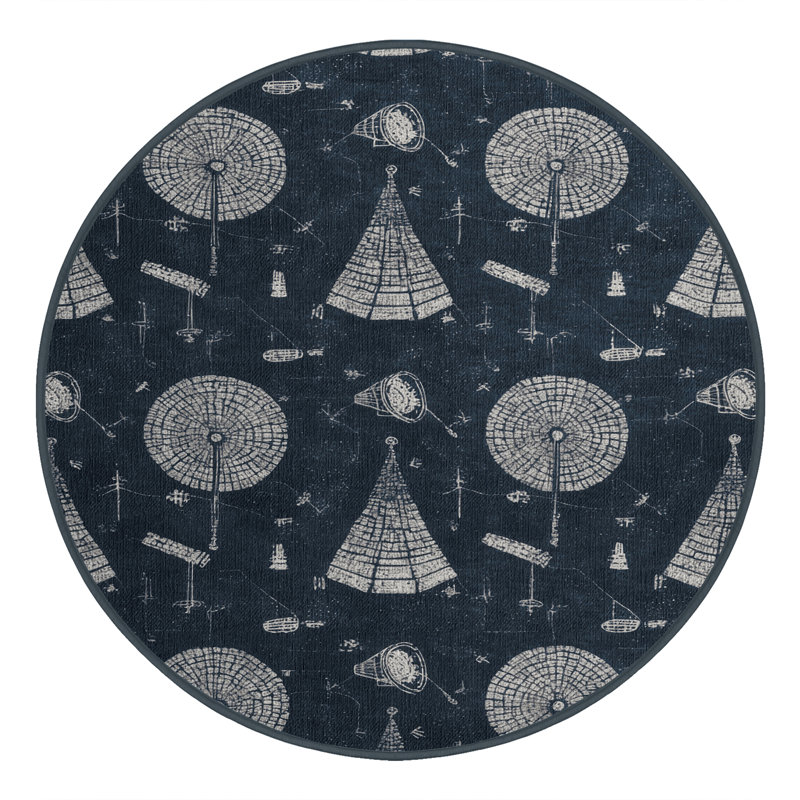 Tapis gris lavable à la machine, Rond 8 pi