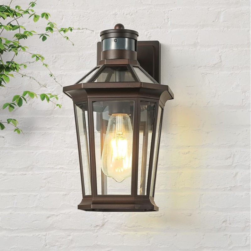 Outdoor Wall Lights With Motion Sensor, Dusk To Dawn Outside Porch Lights Lantern, Waterproof Weather Resistant Exterior Lights For House, Doorway, Garden, Home With Clear Glass Shade