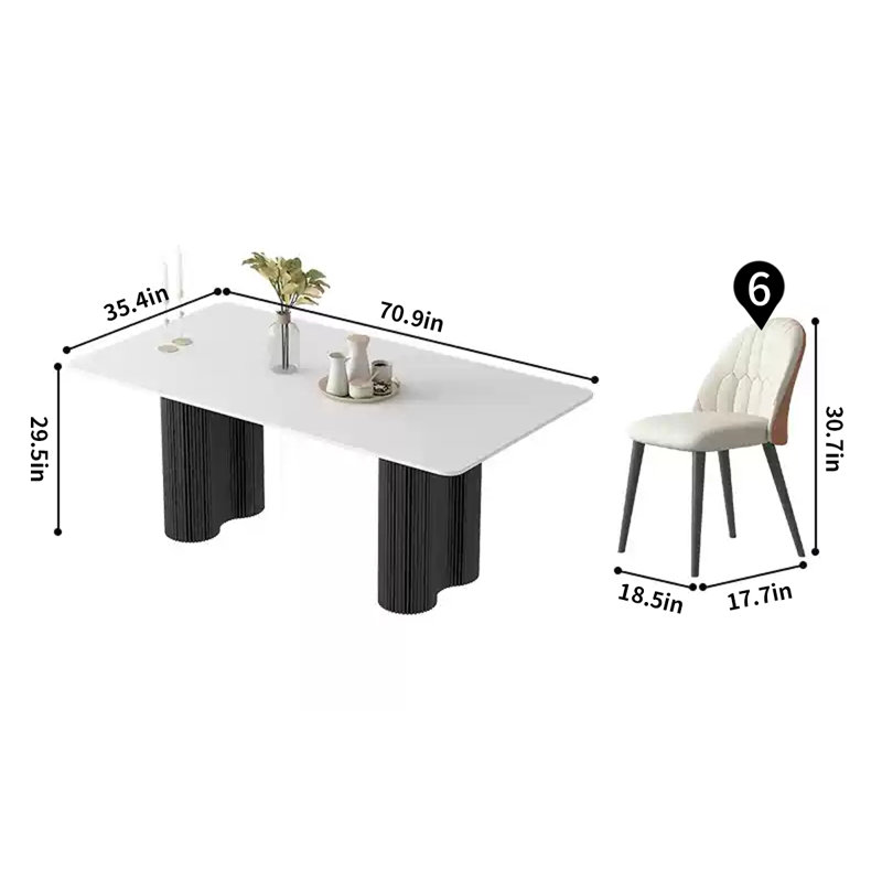 Ensemble de table de salle à manger Modern, H 29,5 po x L 70,9 po x l 35,4 po