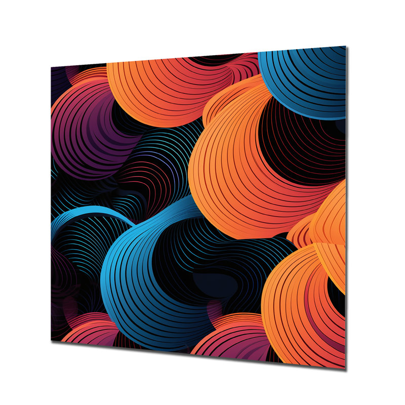 Abstrait vagues abstraites - décorations murales abstraites modernes, Métal métal, H 16 po x l 16 po x P 1 po
