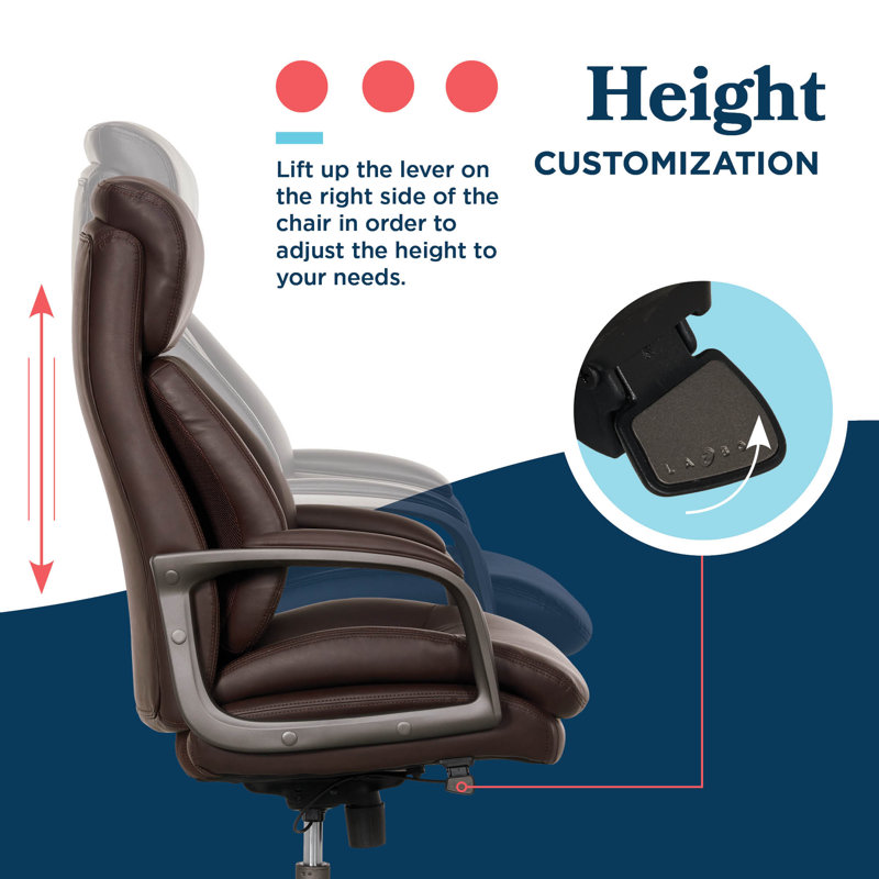 Fauteuil de bureau La-Z-Boy® Nova, technologie brevetée AIR ergonomique Support Technology, haut confort et soutien haut de gamme, cuir synthétique végétalien