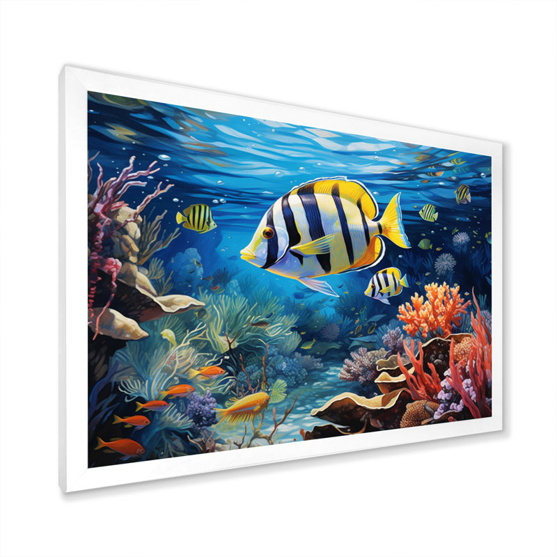 Caraibe Turquoise Waters I, reproduction d'art sur toile, H 34 po x l 44 po x P 1,5 po, Cadre photo blanc
