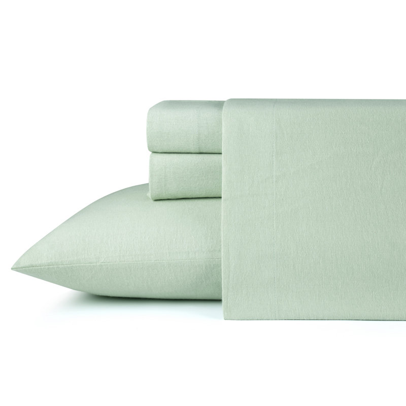 Kathy Ireland 100% Turkish Cotton Flannel Sheet Set, Twin XL Sheet Set + 1 Fitted Sheet + 1 Pillowcase, Sage
