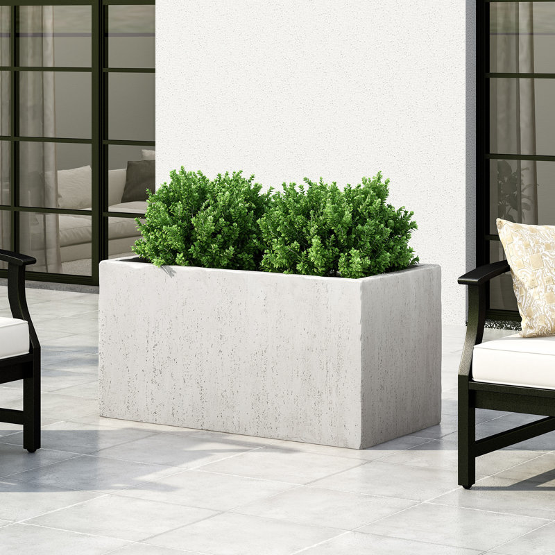 Shiner Lightweight Concrete Planter Box Set, 18" H x 35.25" W x 18" D, White, 1