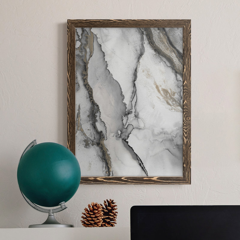 «Abstract Ink Fantasy I» - reproduction de cadre photo, H 43,5 po x l 31,5 po, Toile avec cadre noyer, Pas de tapis