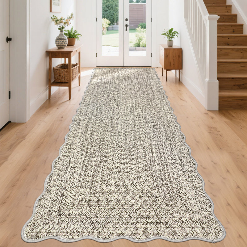 Tapis festonné Farmhouse, Beige, Tapis de couloir 2 pi x 10 pi