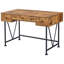 Bureau antique rustique en noyer muscade et noir, 3 tiroirs, idéal pour un bureau à domicile confortable ou un usage professionnel.