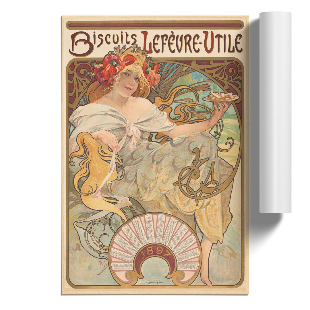 Biscuits Lefevre by Alphonse Mucha - Unframed Painting