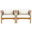 Ensemble de 2 fauteuils club d'extérieur avec corde beige à motif de losanges, finition teck