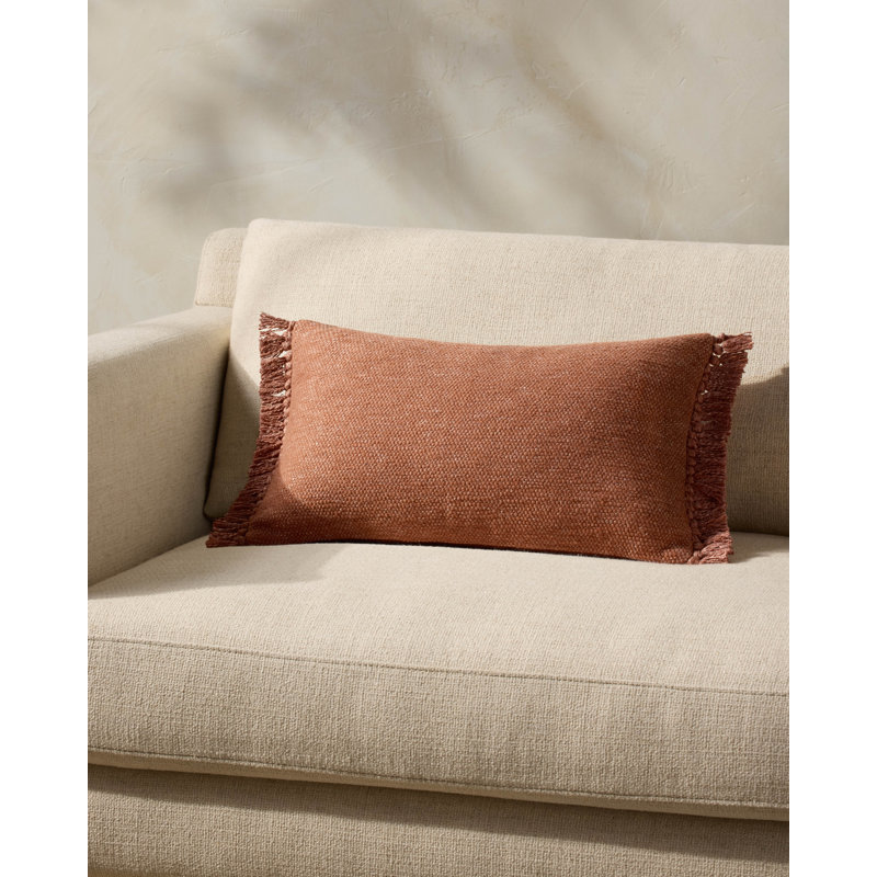 Coussin Magnolia Home par Joanna Gaines x Loloi Jett, Duvet, rouille