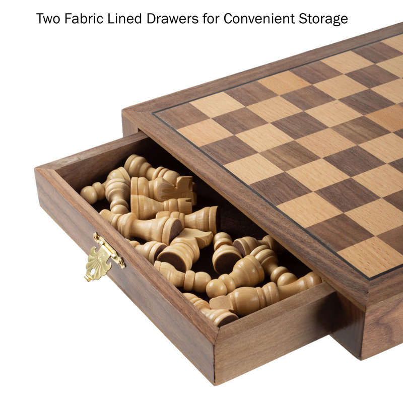 Elegant Magnetic Walnut-Style Chess Set with Polished Staunton Pieces