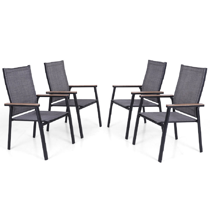 Stacking Patio Dining Armchair, 4, Grey