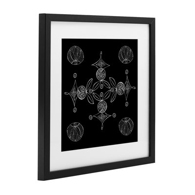 Simple Monochrome Fractals Framed Print Under Glass, design by El Perkin