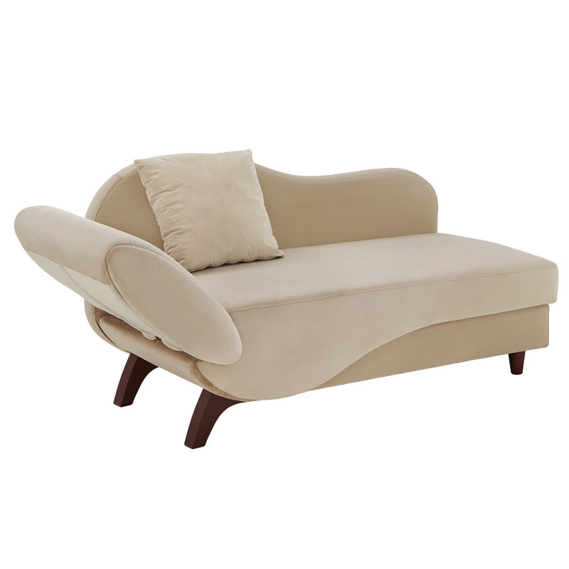 Chaise longue inclinable en mousse avec rangement Gaven, Beige foncé / beige clair, Orienté à gauche (vu de face)
