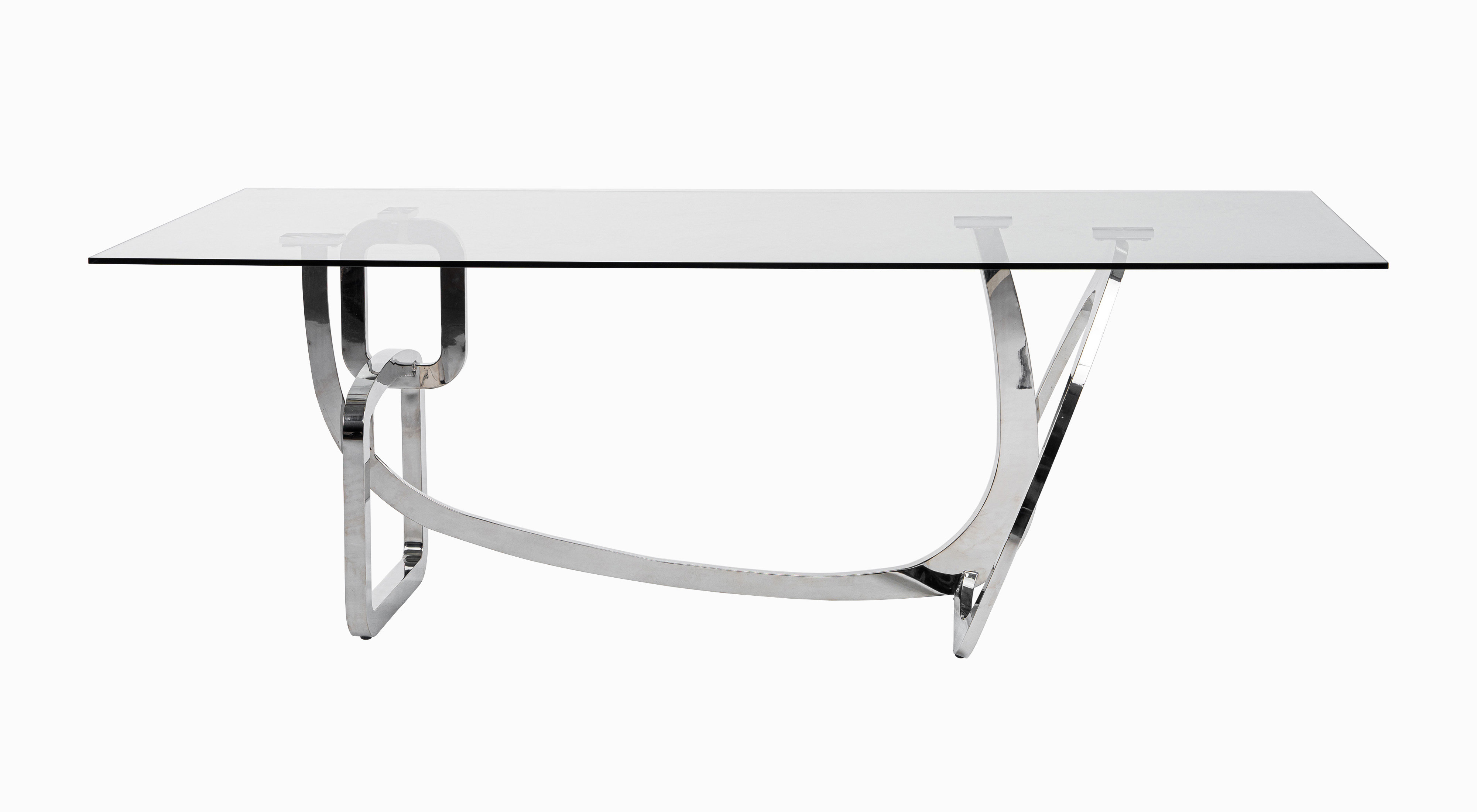 Orren Ellis Adelaide Modern Stainless Steel & Glass Dining Table | Wayfair